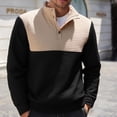 thumbnail image 1 of Mens Button Mock Neck Sweatshirts Long Sleeve Shirts Casual Color Block Checkered Pullover Breathable Basic Athletic Workout Sweatshirt Tops, 1 of 8