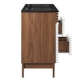 thumbnail image 4 of Double Sink Vanity Cabinet, White Walnut Black, Wood, Mid Century Hotel Bedroom Bathroom, Modern Contemporary HB33662, 4 of 11