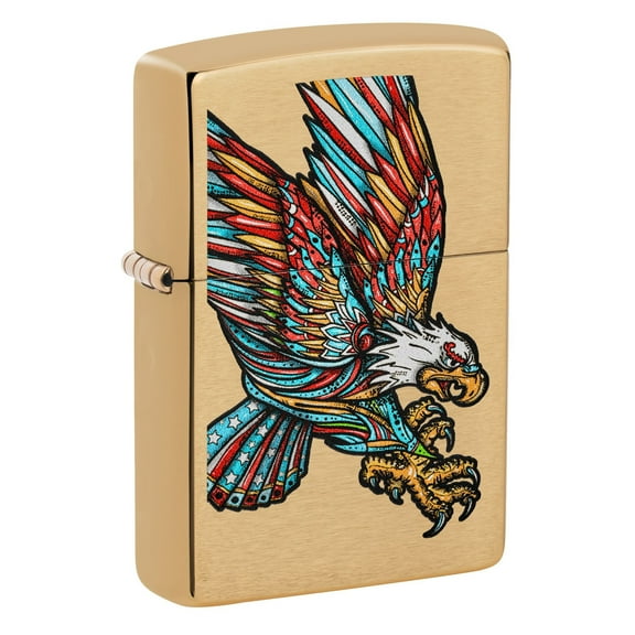 Zippo Lighter: Colorful Bald Eagle - Brushed Brass 81630