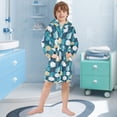 thumbnail image 5 of FORMRS Niños Bathrobe Unisex Hooded Robe Soft Plush Pajamas Sleepwear, Size 2-3T, Blue White Geometric Patterns, 5 of 7