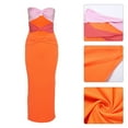 thumbnail image 2 of GENEMA Women Summer Sexy Strapless Twist Ruched Front Midi Long Bodycon Dress Hollow Out Contrast Color Off Shoulder Sleeveless Side Split Beach Party Clubwear, 2 of 16