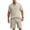 Khaki, variant on Summer Matching Set for Men Henley Neck Short Sleeve Shirts Shorts 2 Piece Casual Set Solid Color Relaxed Tracksuits L