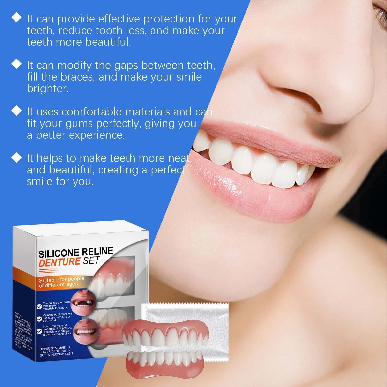 Silicone Dentures with Silicone Reline Set â Customizable Fit for Comfort