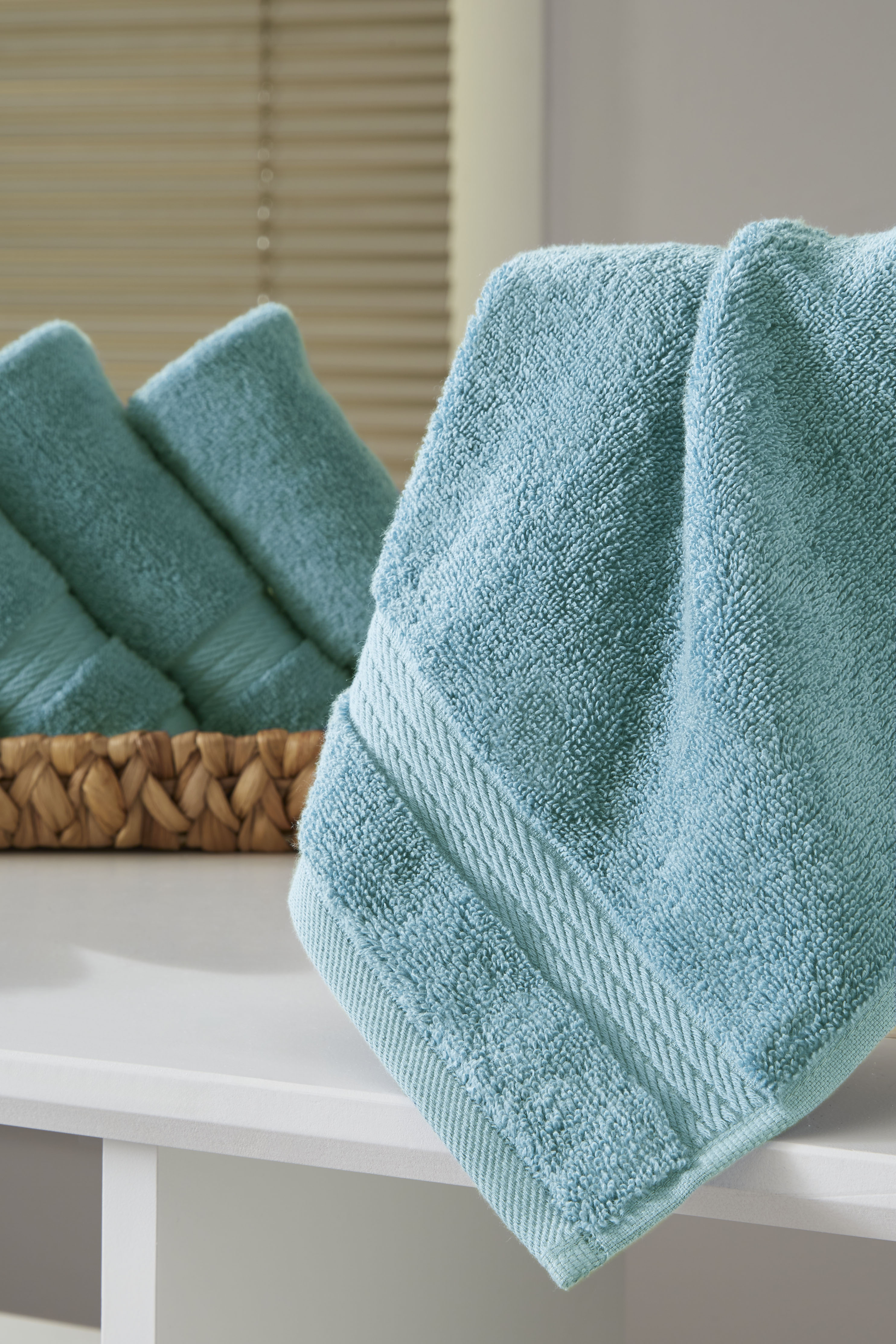 Ozdilek 6-Piece Washcloth Set 13x13 Bath Towels 100% Turkish Cotton, 600 GSM, Soft, Gentle on Sensitive Skin, Multi-Purpose Use, Washable, Reusable, Ideal for Baby Care & Spa 6 Towels  (Milky Blue)