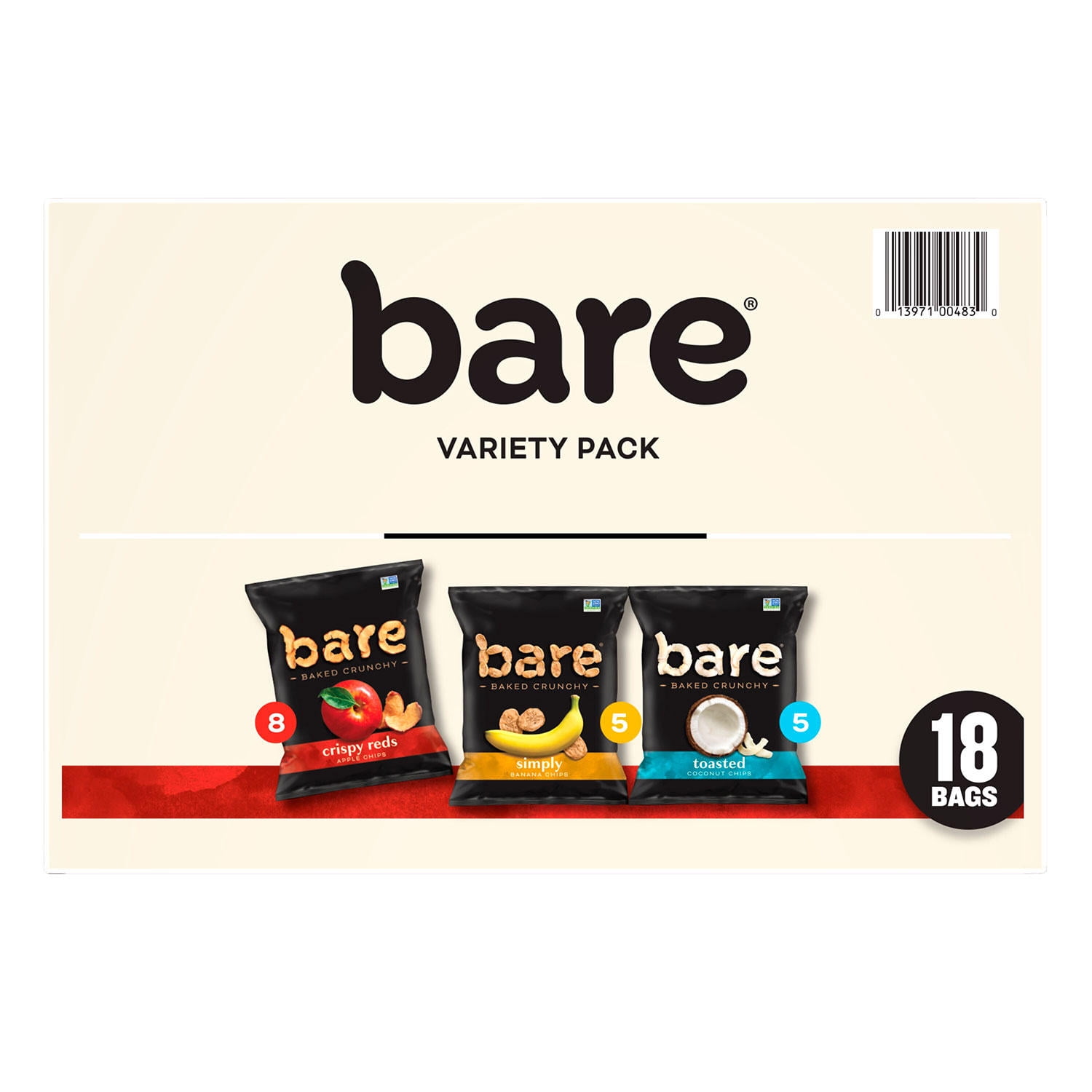 Bare Baked Crunchy Fruit Snack Pack, Variety Pack, 0.53 oz. 18 pk.