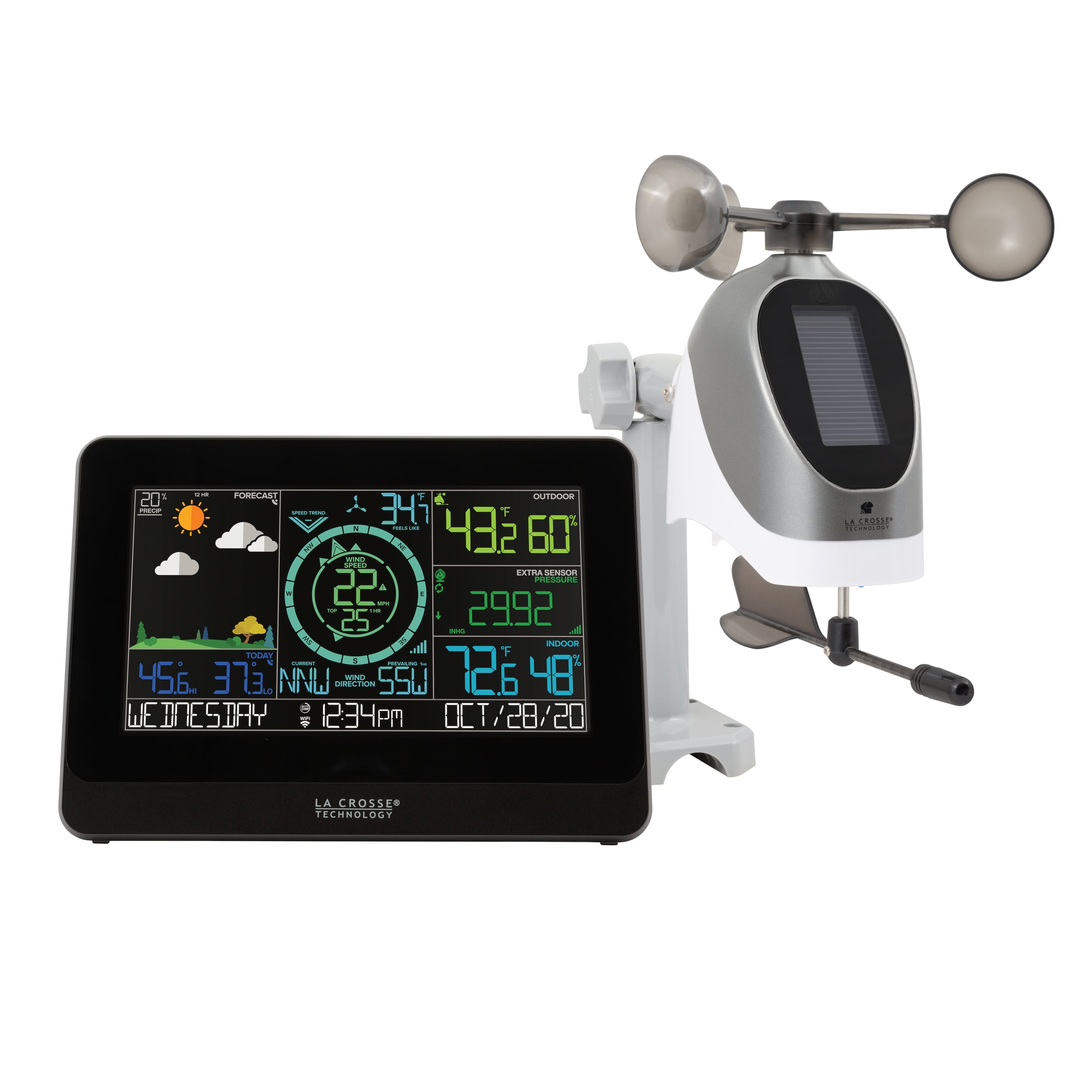 Portable Pro Wireless Weather Station w/ Wind Sensor Temperature & Humidity 
