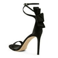 thumbnail image 3 of FSJ Women Sexy Back Bowknot Ankle Buckle Strap Sandals Open Toe One Strap Stiletto Heels Slide Pumps Wedding Summer Dress Shoes Size 14 Black, 3 of 4