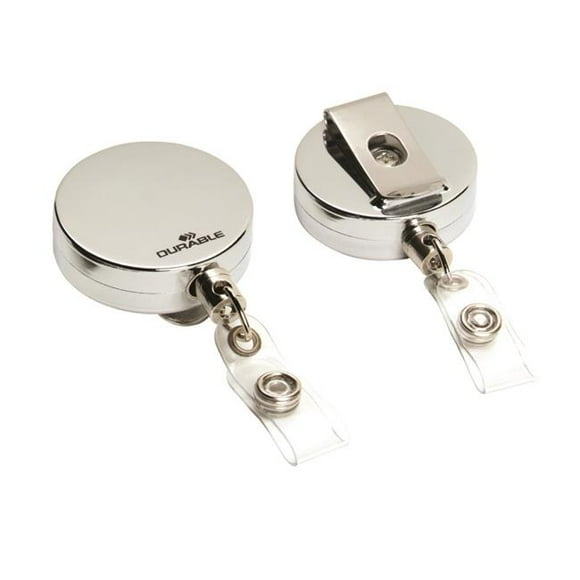 Durable Office Produits 822523 Chrome Badge Reel&44; Argent - Boîte de 10