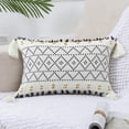 thumbnail image 4 of Fundas de almohada tejidas bohemias, funda de almohada lumbar de algodón natural tejida a mano con borlas decorativas, 12x20 pulgadas, 2 uds., 4 of 5