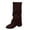 ABlack, variant on Womens Mid Calf Booties Fold Over Metal Tag Decor Shoes Faux Suede Casual Mid Boots