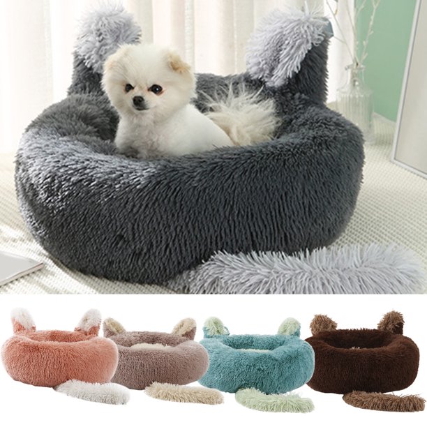 Cheers.US Lazy Rabbit Upgrade Cat Bed+Blanket for Indoor Cats, Fluffy