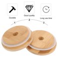 thumbnail image 2 of Bamboo Mason Jar Lids with Straw Hole for Kitchen Use Khaki Synthetic Material Fits Wide Mouth Jars 2 Pieces, 2 of 6