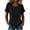 Black, variant on Linen Tunic Shirts for Women 2026 Summer Vintage Solid Color Short Sleeve Buttons Oversized Scoop Neck Blouse Tees