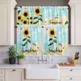 thumbnail image 4 of 3 Piece Kitchen Curtains and Valances Set Farm Sunflowers Cafe Curtains 24 Inch Length Idyllic Country Botanical Bee Turquoise Valance & Tier Curtain for Living Room Bedroom Window 54"x18"+27"x24"*2, 4 of 6