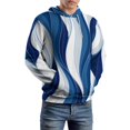thumbnail image 5 of Dark Blue Wavy Abstract Lines Men's Women Vintage 3D Hooded Sweatshirt - All-Season Loose Fit Streetwear, 5 of 6