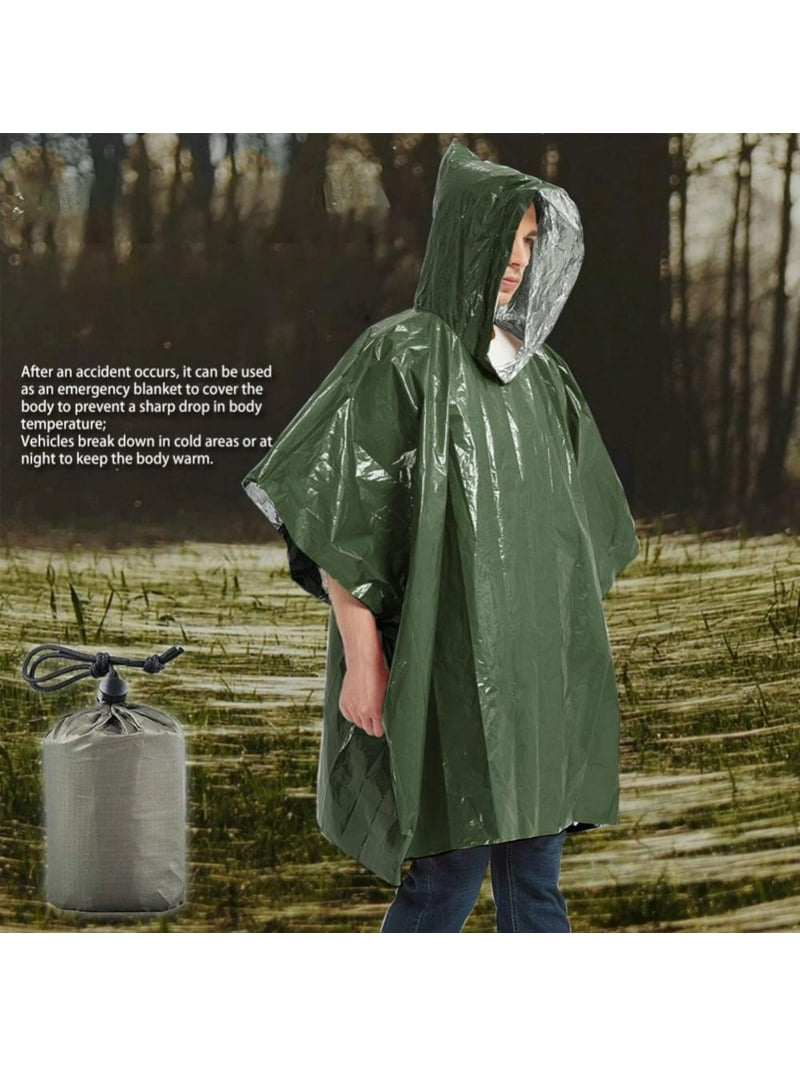 Emergency Survival PE Mylar Keep Warmth, Waterproof Tear Resistant Camping Reusable Poncho Perfect for Outdoors, Hiking, Survival,or First Aid - Walmart.com