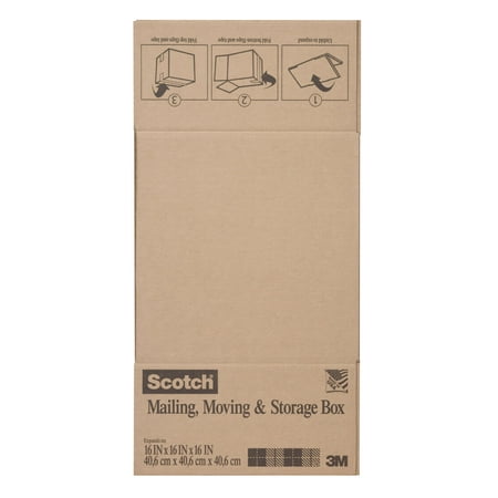 Scotch™ Folded Box, 16 in. x 16 in. x 16 in., Brown, 1/Pack