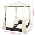 thumbnail image 4 of vidaXL Double Sun Lounger with Curtains Poly Rattan Black, 4 of 5