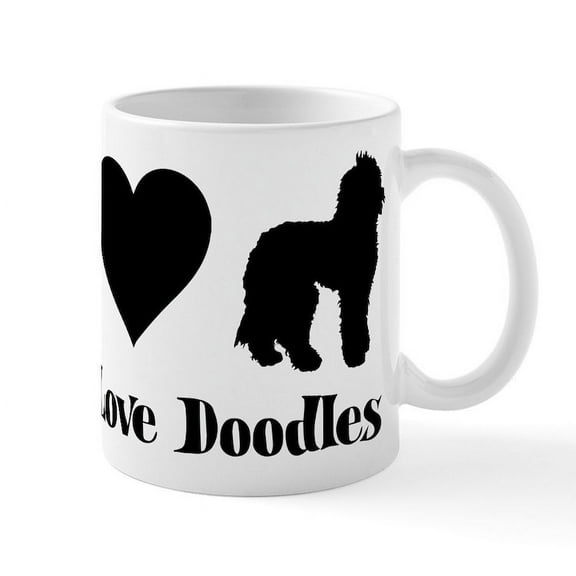 CafePress - Peace, Love, Doodles - 11 oz Ceramic Mug - Novelty Coffee Tea Cup