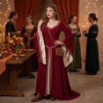 thumbnail image 6 of Victorian Dress, Renaissance Dress Women, Womens Renaissance Costume, Medieval Dress for Women Steampunk Witch Dress Cosplay Halloween Princess Costume Gothic Retro Flare Sleeve Ball Gown, Red XXL, 6 of 6