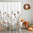 thumbnail image 2 of Shower Curtain 72"W x 84"L Fall Daisy Fern Plants Fabric Shower Curtains Set with Hooks Water Repellent Bathroom Curtains Machine Washable Bathroom Accessories, 2 of 6