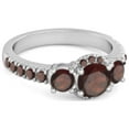 thumbnail image 2 of Three Stone 0.92 Cts Garnet Rare Cut 925 Sterling Silver Accent Women Valentines Day Gifts Ring, 2 of 3