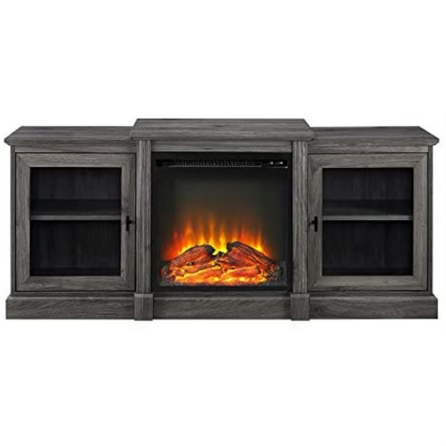 60" Classic Tiered Top Fireplace TV Console - Slate Grey