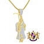 Real Sterling Silver 14K Gold Over Simulated Diamond Santa Muerte Grim Reaper Angel of Death Pendent Charm Chain Set 2''