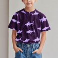 thumbnail image 2 of COM1950s Robe à Manches Courtes, Chemise Tendance pour Enfant T-Shirt Imprimé Col Rond Confortable Ample T-Shirt Blouse à Manches Courtes Hauts Décontractés, 2 of 9
