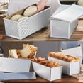 thumbnail image 4 of Commercial Pullman Loaf Pan with Lid 2.2 lb Dough Capacity Non-Stick Bakeware for Baking Bread Corrugated Bread Toast Box Mold Extra Large Loaf Pan Silver 2 pcs, 4 of 7