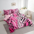 thumbnail image 3 of Manfei Fashion Zebra Print Bedding Comforter Set 7pcs, Pink Leopard Cheetah King Bedding Sets, Teens Kids Adult Female Reversible Bed Sheets, Luxury Bedroom Decor, 3 of 7