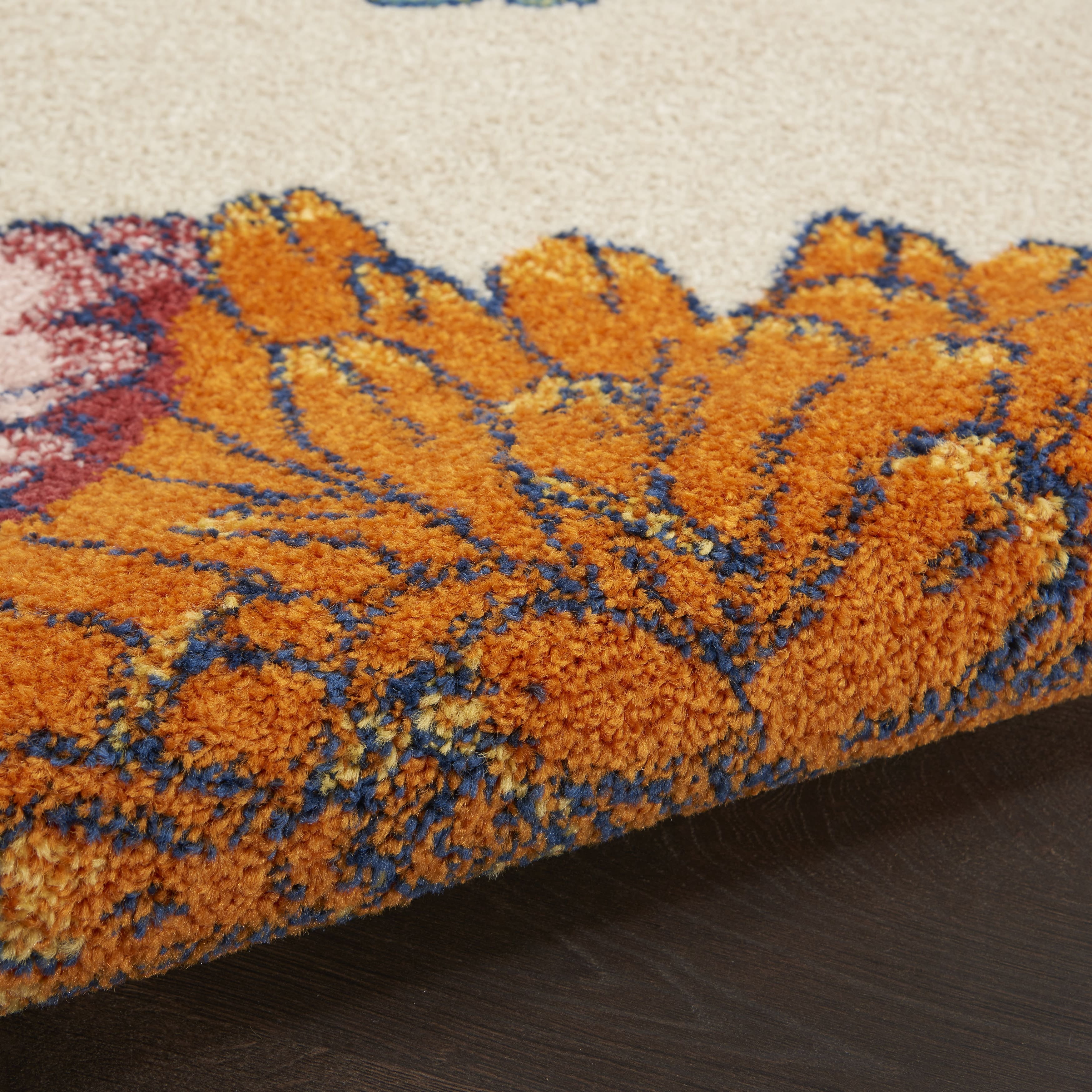 Nourison Allur Modern Floral Ivory Multicolor 5'3" x 7'3" Area Rug, (5' x 7')