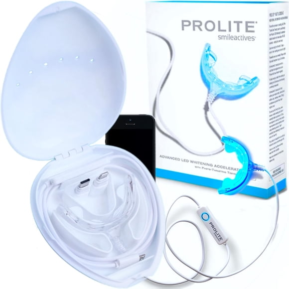 Smileactives Prolite Professional Teeth Whitening Kit, Dental Quality LED Light Teeth Whitener for White Teeth & Smile, 16 Minute Built-in Timer, Tee