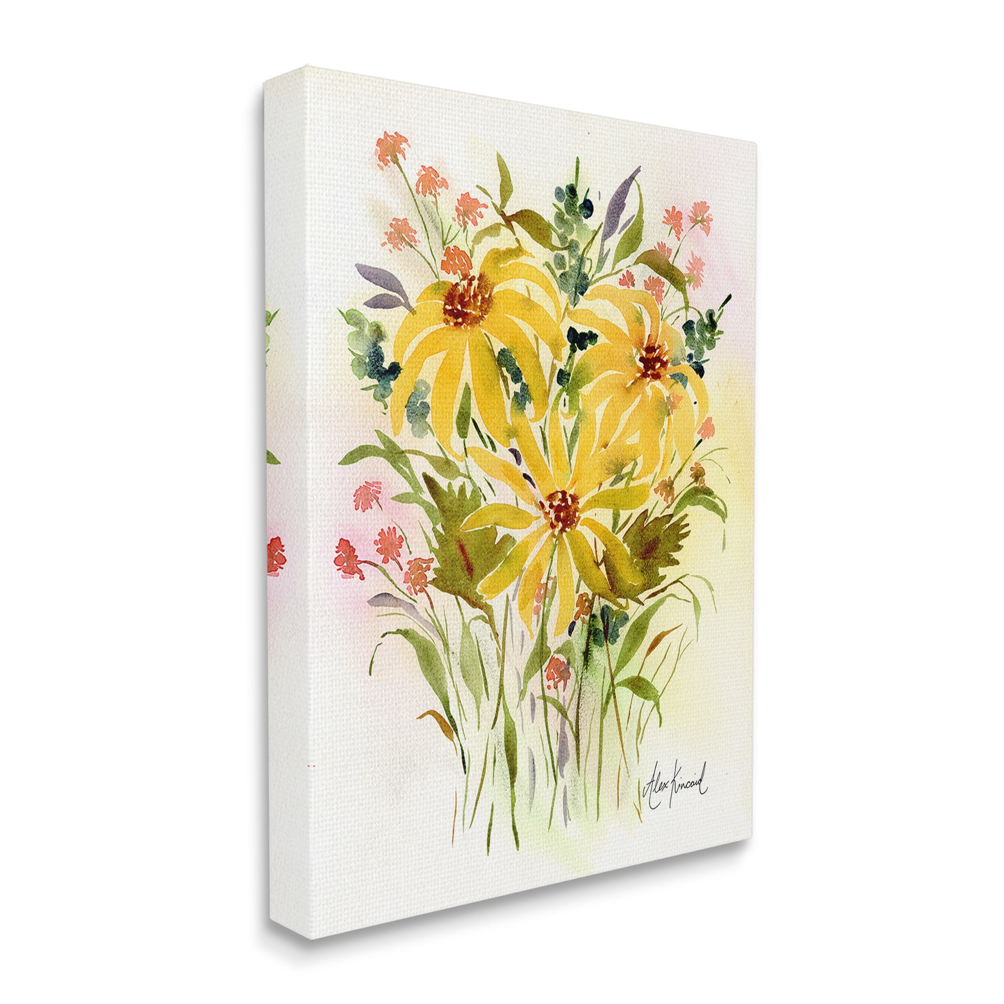 Stupell Industries Abstract Daisy Bunches Botanical & Floral Painting Gallery Wrapped Canvas Art Print Wall Art, 16 x 20