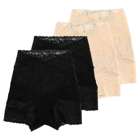 

4 Pack Women Seamless Shaping Boyshorts Panties Lace Stretch Safety Pants under Dresses