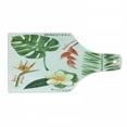 thumbnail image 1 of Plant Cutting Board, Bird of Paradise Palm Leaf and Assorted Exotic Flowers Watercolor, Decorative Tempered Glass Cutting and Serving Board, Wine Bottle Shape, Earth Yellow Fern Green, by Ambesonne, 1 of 1