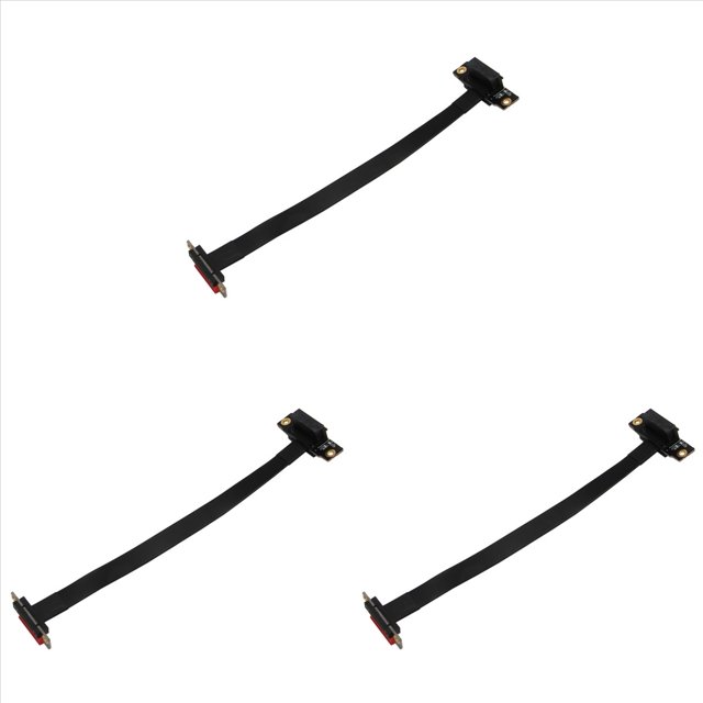 3X PCIE X1 Riser Cable Dual 90 Degree Right Angle PCIe 3.0 X1 to X1 Extension Cable 8Gbps PCI Express 1X Riser Card 20cm,3 x Dual 90 Degree PCI-E X1 to X1 Extension Cable,black