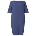thumbnail image 3 of CHOK Robes en Lin pour Femmes Dames Occasionnels T-Shirt Midi Robe d'Été en Vrac à Manches Courtes Robe Robes Loungewear, 3 of 4