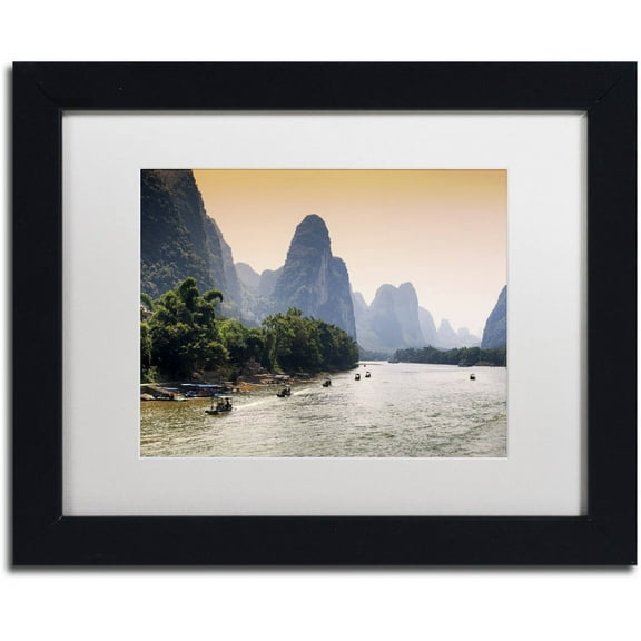 Trademark Fine Art "Li River" Canvas Art by Philippe Hugonnard, White Matte, Black Frame