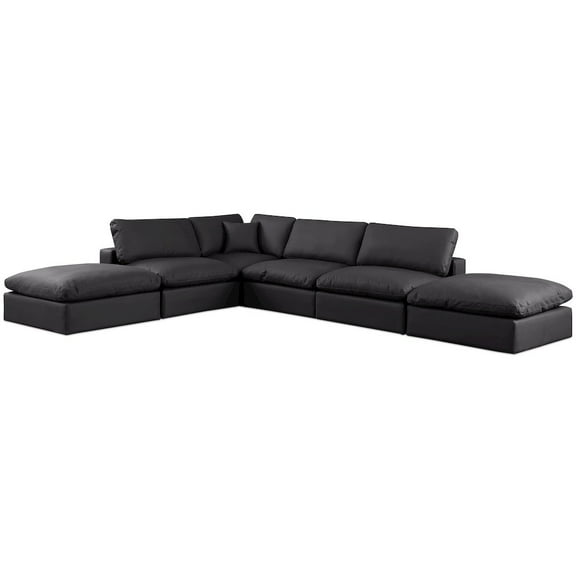 Meridian Furniture Comfy Black Vegan Leather 6-Pc. Modular Sectional