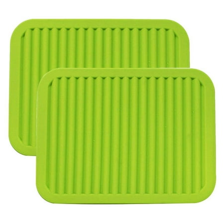 

9 x 12 Big Silicone Trivets - Multi-purpose Silicone Pot Holders Spoon Rest and Kitchen Table Mat - Insulated Flexible Durable Non Slip Hot Pads and Coasters (2 Set) Green