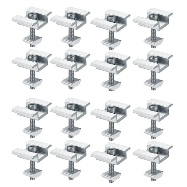 Paquete de 16 Soportes de Montaje de Panel Solar, Abrazaderas de Extremo de Panel Solar, Abrazaderas Centrales, para Módulo Solar de Panel Solar Fotovoltaico de 30 mm