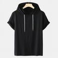 thumbnail image 3 of SDNall Short Sleeve Hoodies for Men Casual Solid Fashion Hooded Pullover Short Sleeve Sports T-Shirt Top Mens Hoodie Sizes:S-4XL, 3 of 9