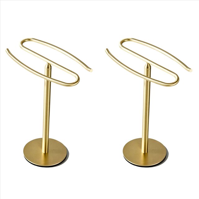 2X Soporte para Toallas de Mano Dorado, Toallero Independiente, Barra de Toalla de Acero Inoxidable, Soporte para Estante, Barra de Torre para Tocador de BañO