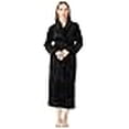 thumbnail image 3 of NY Threads Women Fleece Shawl Collar Bathrobe Plush Long Robe, Small, Black, 3 of 4