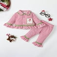 thumbnail image 3 of Pyjama de Noël pour Tout-Petites Filles Père Noël à Rayures Manches Longues Boutons Hauts Pantalons Tenues de Nuit pour Tout-Petits Ensembles 2 Pcs Rayures Rouges 12-18 Mois, 3 of 7