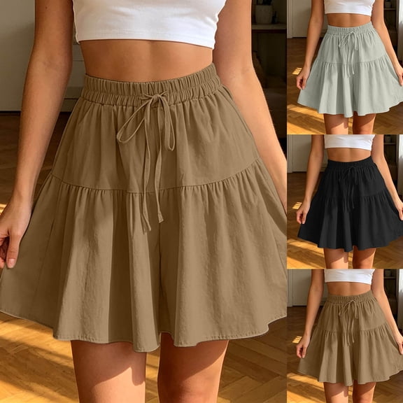 jiaxiM Flowy Shorts for Women Lightweight Stretch Comfy Flowy Shorts Breathable Drawstring Shorts