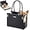 Black, variant on Dog Purse Carrier for Small Dogs, Stylish Foldable Pet Carrier Purse Tote Bag with Washable Cushion & Safety Leash, Airline Approved Puppy Travel Bag with Pockets (Black)
