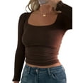 thumbnail image 1 of Fortune Haut à Manches Longues Col Rond pour Femmes, T-Shirt Basique Ajusté, 1 of 9