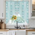 thumbnail image 4 of Teal Striped Coastal Kitchen Window Curtains, Swag Curtains Valance for Bedroom Living Room Bathroom, Nautical Beach Starfish Shell Rod Pocket Window Treatment Curtain Block Drapes 2 Panels 36"x36", 4 of 9